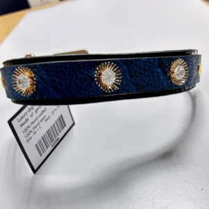 blue strussed luxury collar for dogs and cats